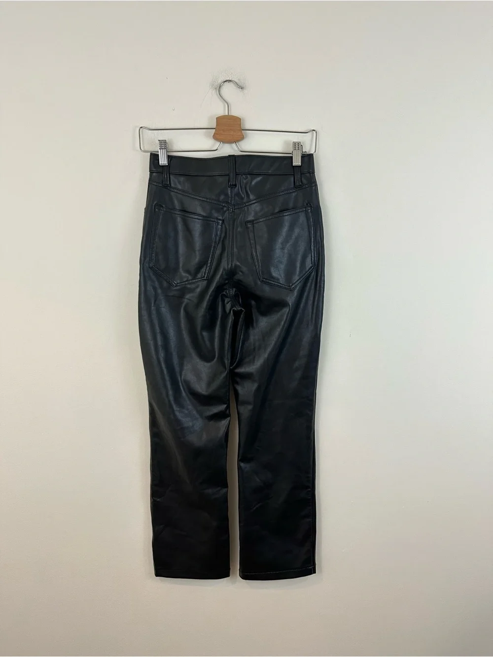 Abercrombie & Fitch Black Faux Leather 90s Straight Leg High Rise Pants Size 2XS